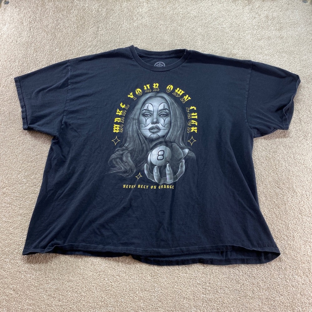 DOM Shirt Mens 3XL Black Make Your Own Luck‎ Chicano Clown 8-Ball Graphic Tee